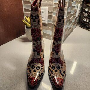 Sweet Beauty Skull & Roses Western Rainboots